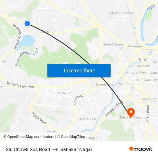 Sai Chowk Sus Road to Sahakar Nagar map