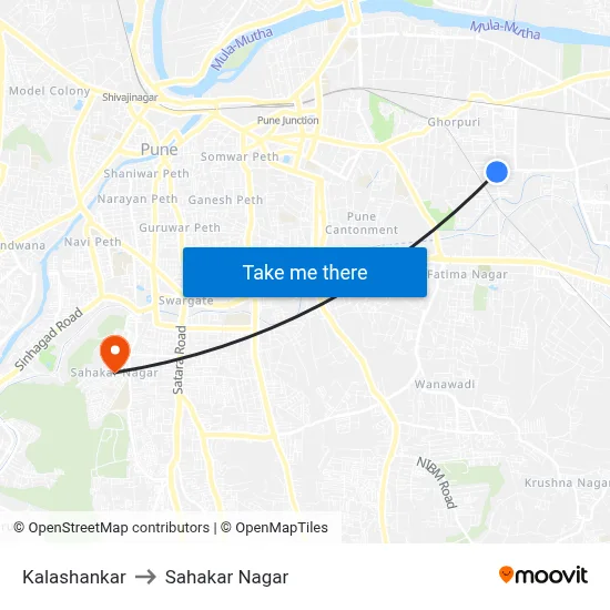 Kalashankar to Sahakar Nagar map