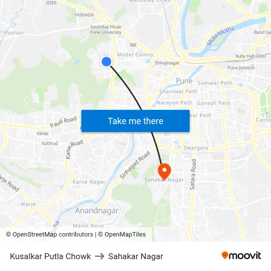 Kusalkar Putla Chowk to Sahakar Nagar map