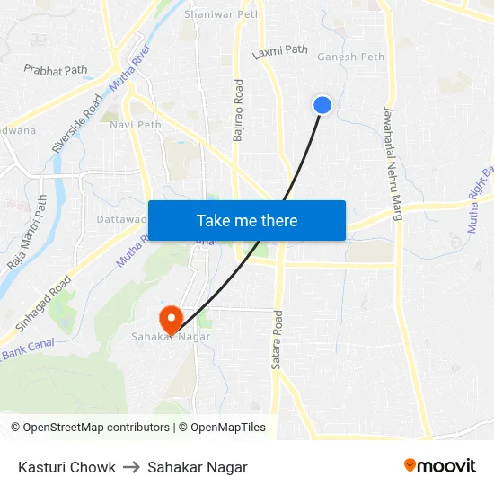 Kasturi Chowk to Sahakar Nagar map