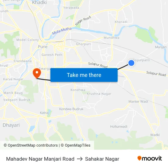Mahadev Nagar Manjari Road to Sahakar Nagar map