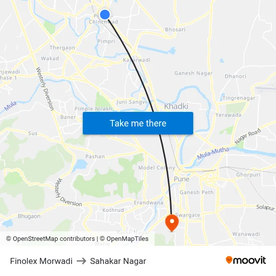 Finolex Morwadi to Sahakar Nagar map