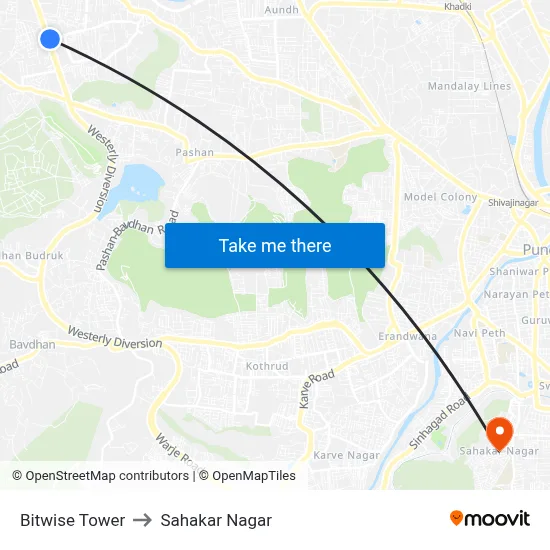 Bitwise Tower to Sahakar Nagar map