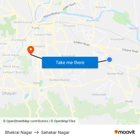 Bhekrai Nagar to Sahakar Nagar map