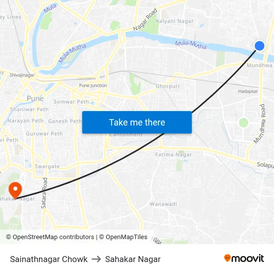 Sainathnagar Chowk to Sahakar Nagar map