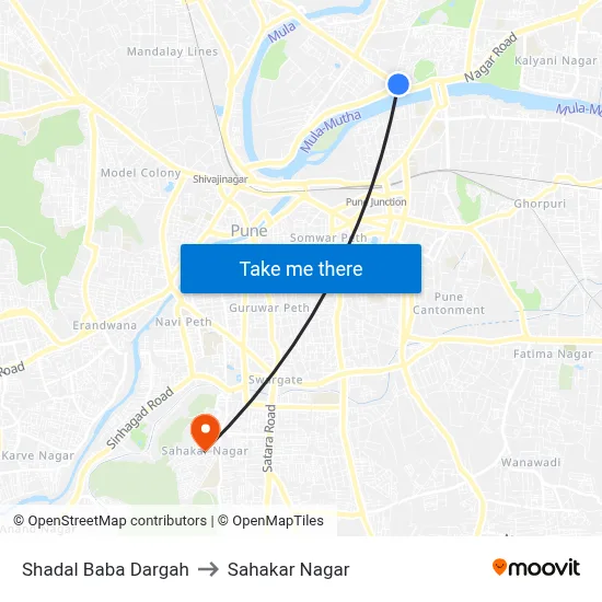 Shadal Baba Dargah to Sahakar Nagar map