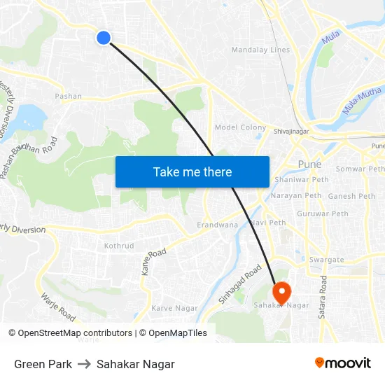 Green Park to Sahakar Nagar map