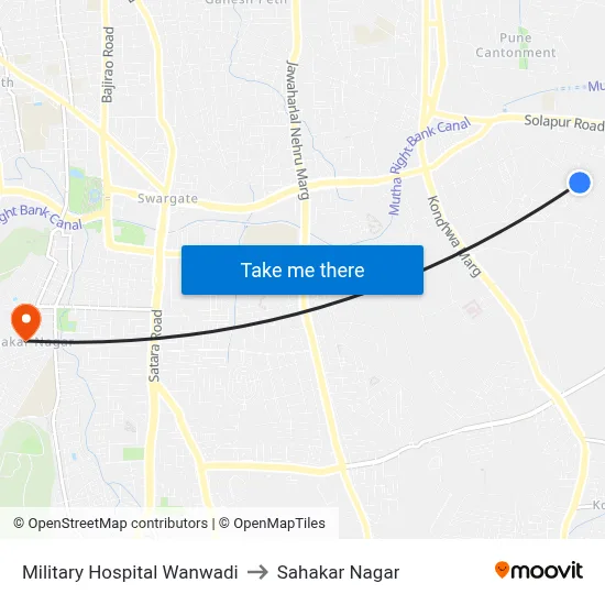 Military Hospital Wanwadi to Sahakar Nagar map