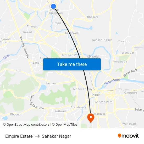 Empire Estate to Sahakar Nagar map