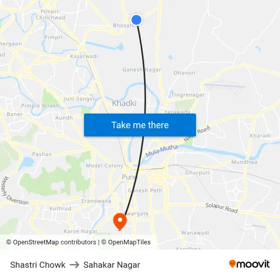 Shastri Chowk to Sahakar Nagar map