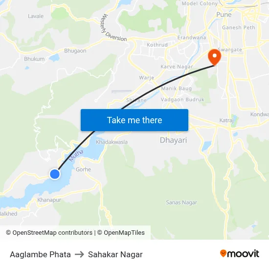 Aaglambe Phata to Sahakar Nagar map