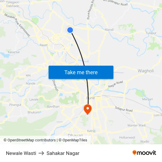Newale Wasti to Sahakar Nagar map