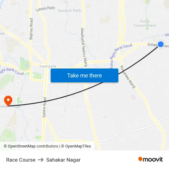 Race Course to Sahakar Nagar map