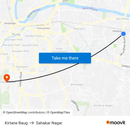 Kirtane Baug to Sahakar Nagar map
