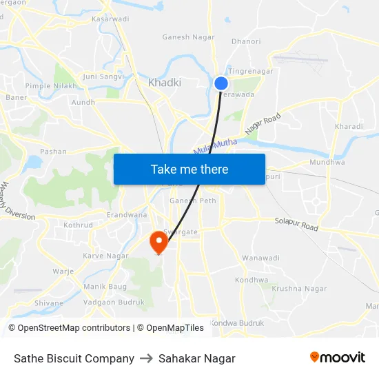 Sathe Biscuit Company to Sahakar Nagar map