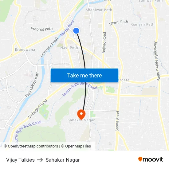 Vijay Talkies to Sahakar Nagar map