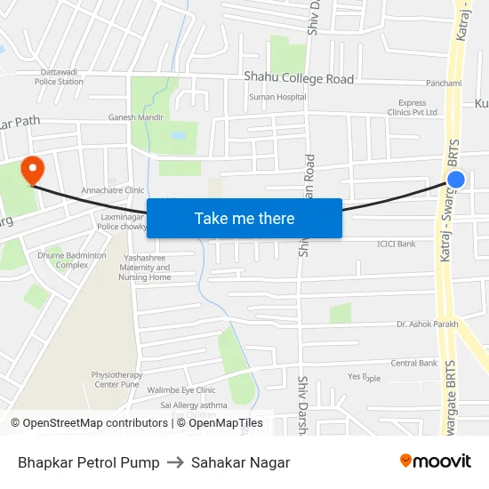 Bhapkar Petrol Pump to Sahakar Nagar map
