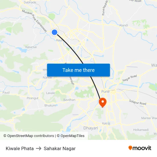 Kiwale Phata to Sahakar Nagar map