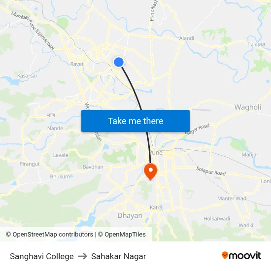 Sanghavi College to Sahakar Nagar map