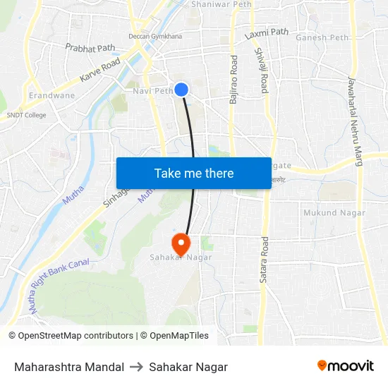 Maharashtra Mandal to Sahakar Nagar map