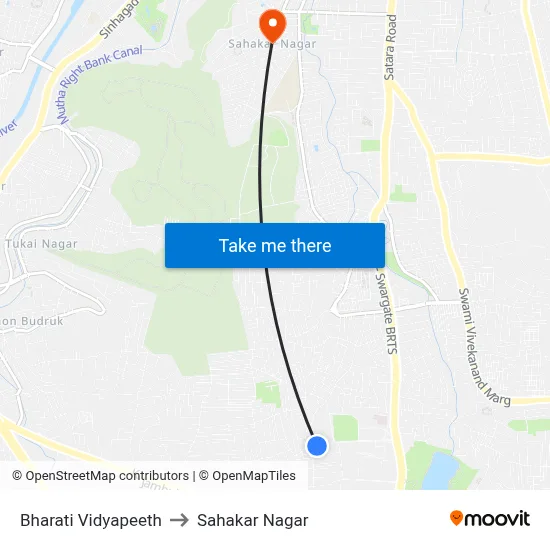 Bharati Vidyapeeth to Sahakar Nagar map