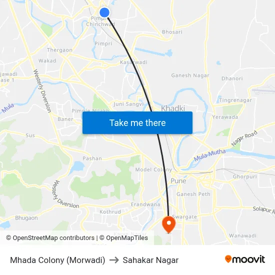 Mhada Colony (Morwadi) to Sahakar Nagar map