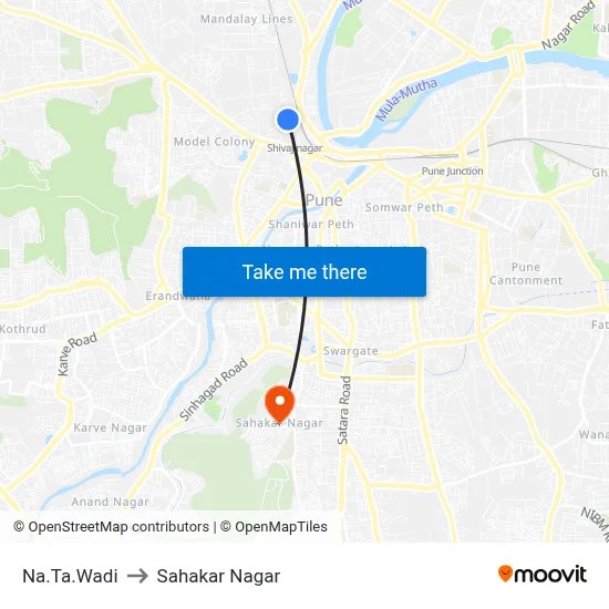 Na.Ta.Wadi to Sahakar Nagar map