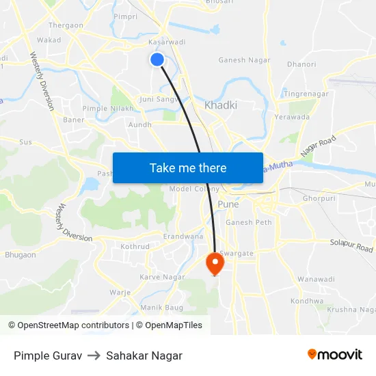 Pimplegurav to Sahakar Nagar map