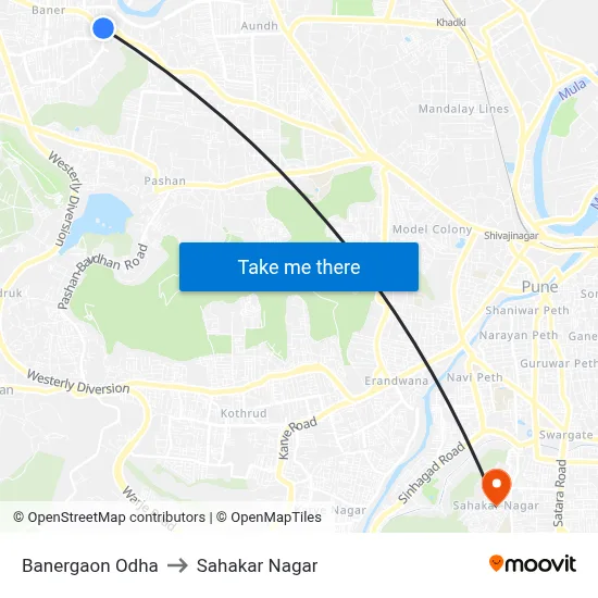 Banergaon Odha to Sahakar Nagar map
