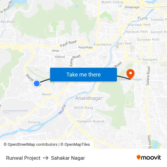 Runwal Project to Sahakar Nagar map