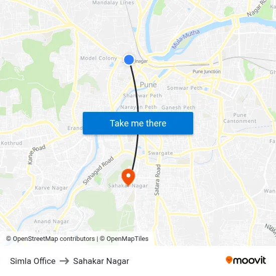 Simla Office to Sahakar Nagar map