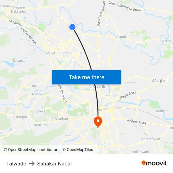 Talwade to Sahakar Nagar map
