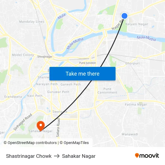 Shastrinagar Chowk to Sahakar Nagar map