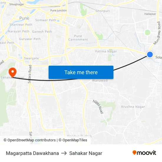 Magarpatta Dawakhana to Sahakar Nagar map