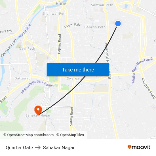 Quarter Gate to Sahakar Nagar map