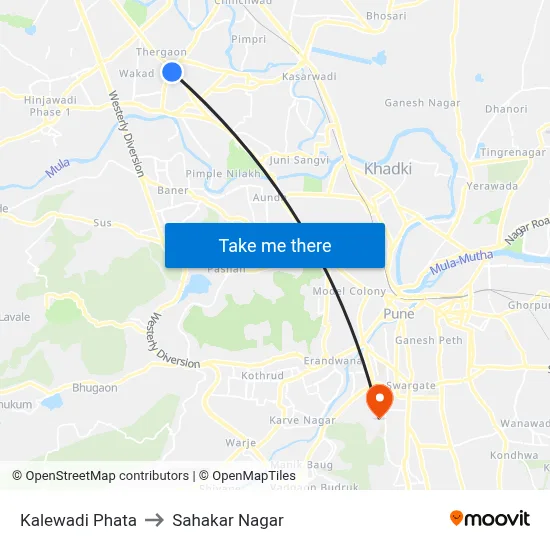 Kalewadi Phata to Sahakar Nagar map