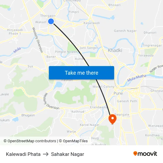Kalewadi Phata to Sahakar Nagar map