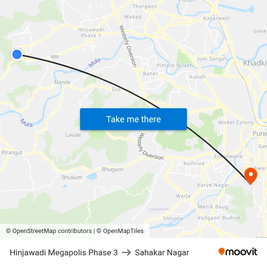 Hinjawadi Megapolis Phase 3 to Sahakar Nagar map