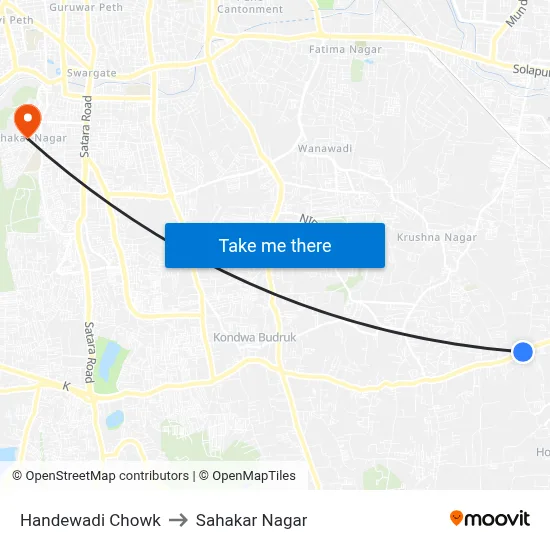 Handewadi Chowk to Sahakar Nagar map