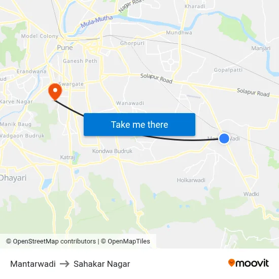 Mantarwadi to Sahakar Nagar map