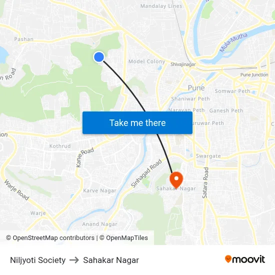 Niljyoti Society to Sahakar Nagar map