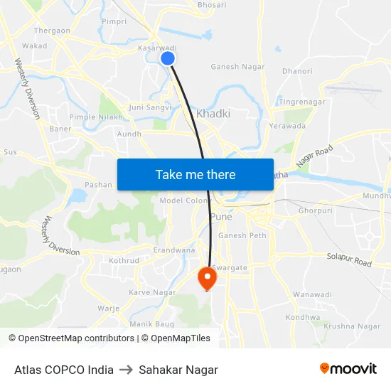 Atlas COPCO India to Sahakar Nagar map