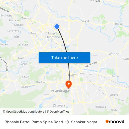 Bhosale Petrol Pump Spine Road to Sahakar Nagar map