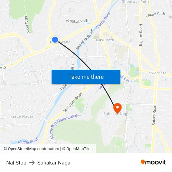 Nal Stop to Sahakar Nagar map
