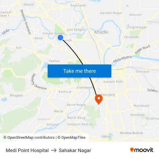 Medi Point Hospital to Sahakar Nagar map