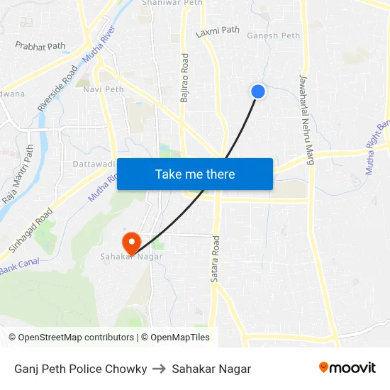 Ganj Peth Police Chowky to Sahakar Nagar map