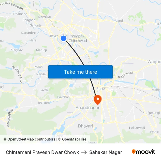 Chintamani Pravesh Dwar Chowk to Sahakar Nagar map