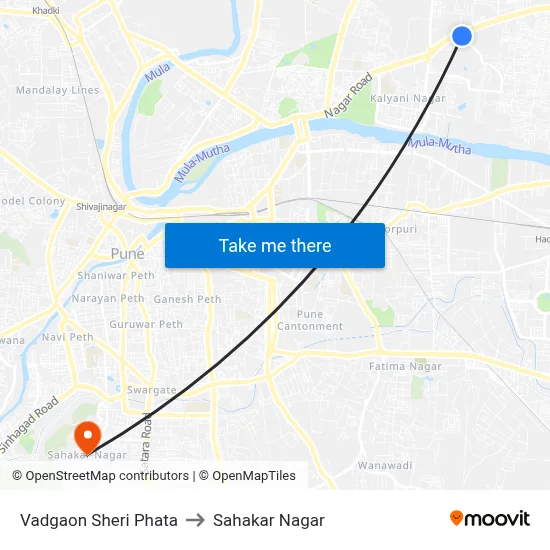 Vadgaon Sheri Phata to Sahakar Nagar map