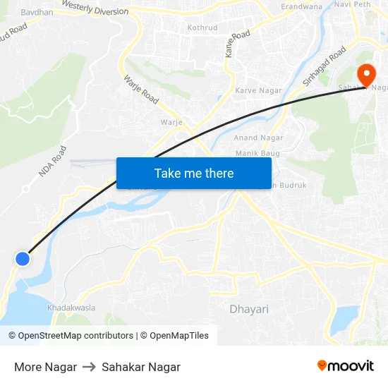 More Nagar to Sahakar Nagar map