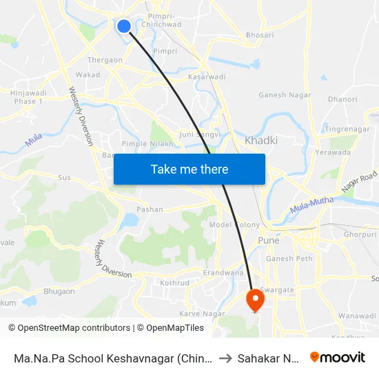 Ma.Na.Pa School Keshavnagar (Chinchwad) to Sahakar Nagar map